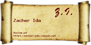 Zacher Ida névjegykártya